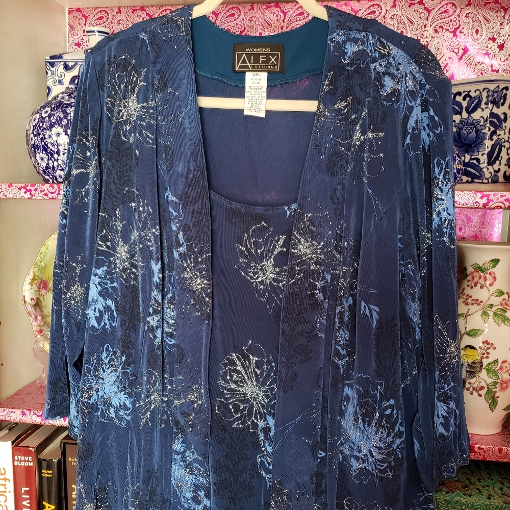 Alex Evenings Blue 2x Tank and Jacket set